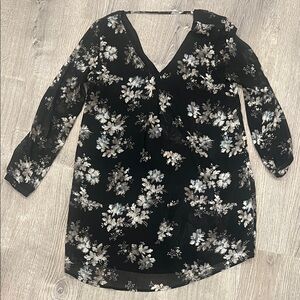 Astr Black Sheer Floral Tunic